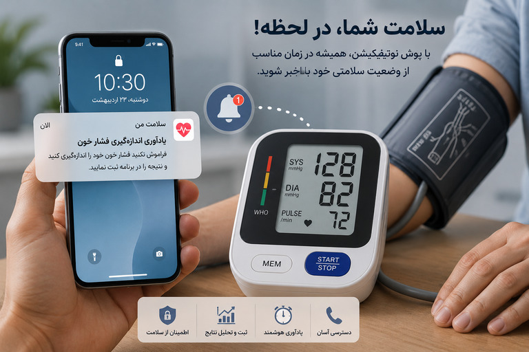 کنترل فشارخون با پوش نوتیفیکیشن